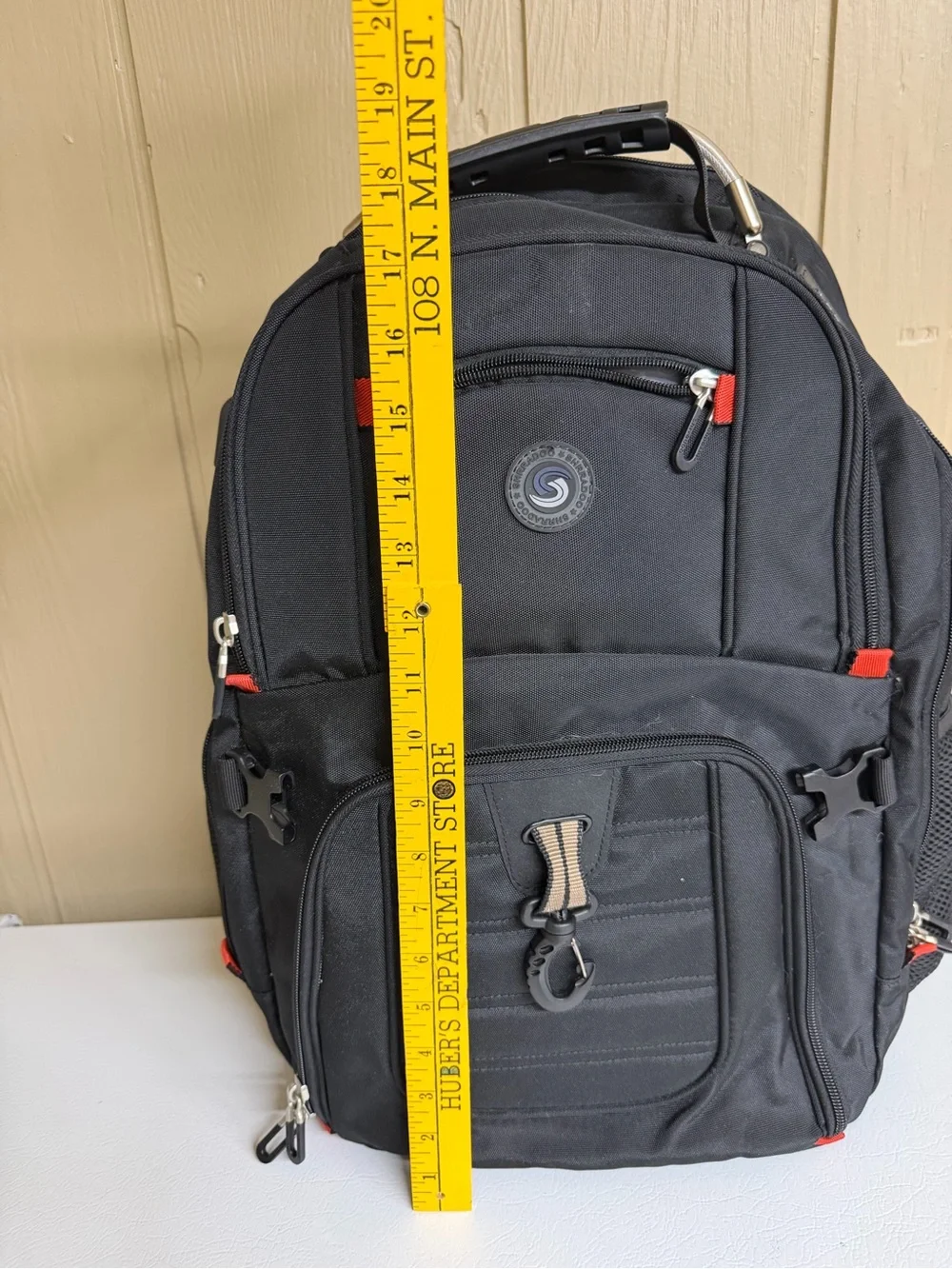 Shrradoo Black Large laptop Backpack with Red Accents